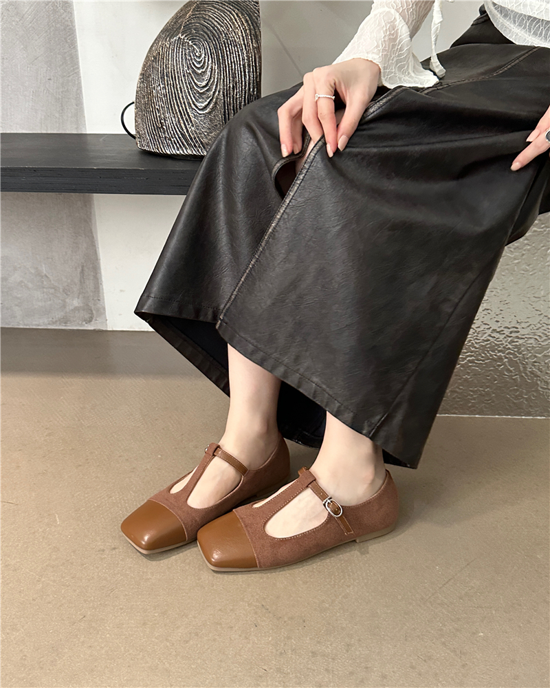 Matte Leather Square Toe T-Strap Mary Jane Shoes Fashion Versatile Flat Soft Comfortable Casual Shoes - Image 3