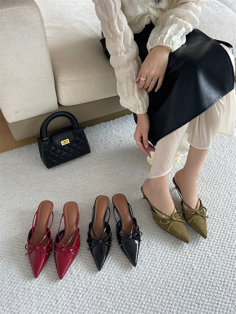 2024 New Autumn Pointed Toe Low Heel Slippers for Women