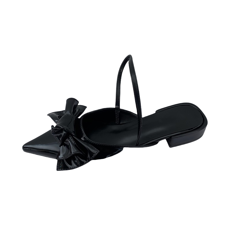 2025 Spring New Bow Closed Toe Back Strap Flat Sandals Slippers - Image 5