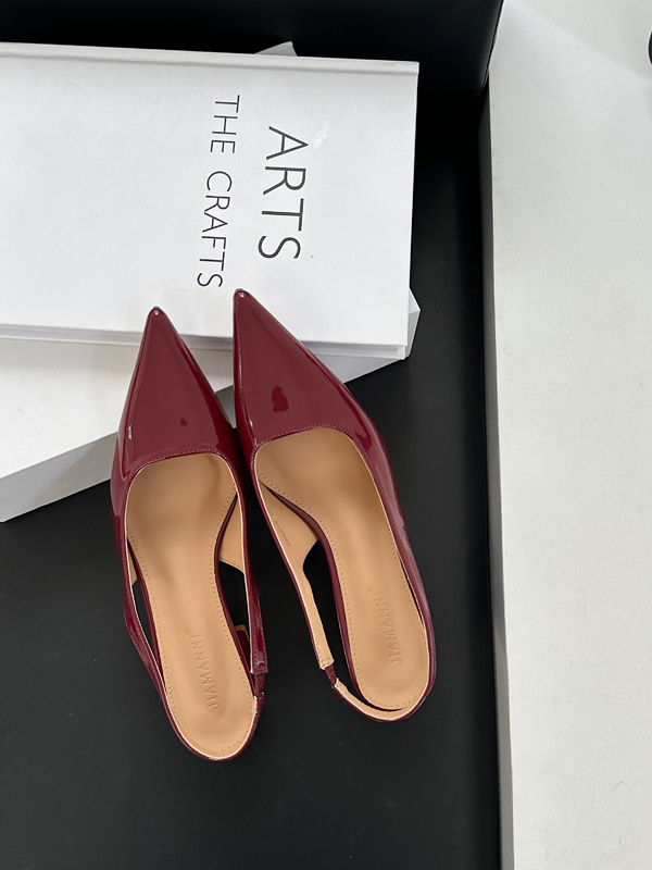 Baotou Sandals Women 2025 Spring Summer New French Pointed Toe Chunky Heel Open Back Slip On High Heels - Image 3