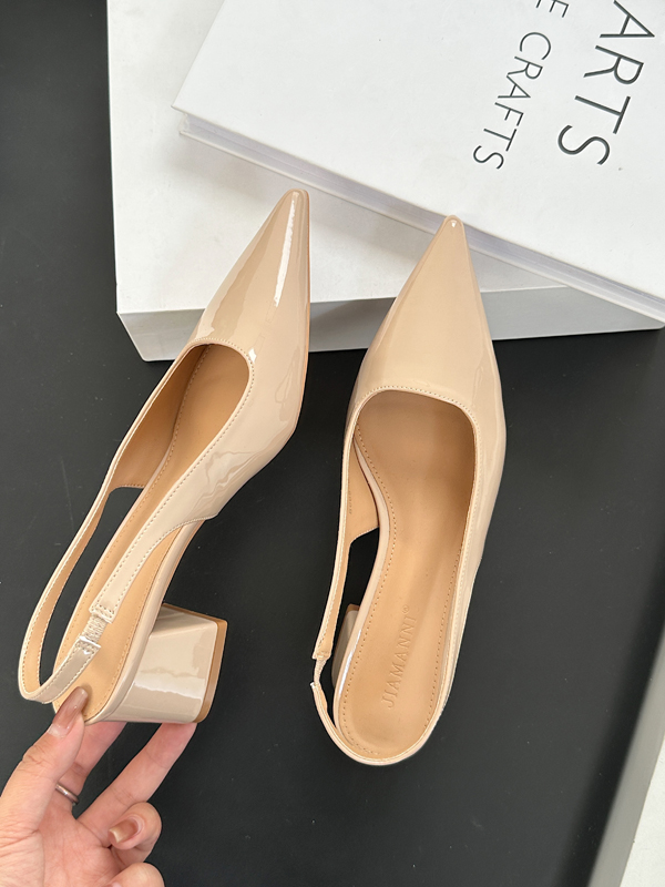 Baotou Sandals Women 2025 Spring Summer New French Pointed Toe Chunky Heel Open Back Slip On High Heels - Image 4