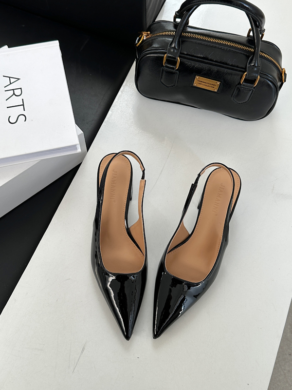 Baotou Sandals Women 2025 Spring Summer New French Pointed Toe Chunky Heel Open Back Slip On High Heels - Image 2