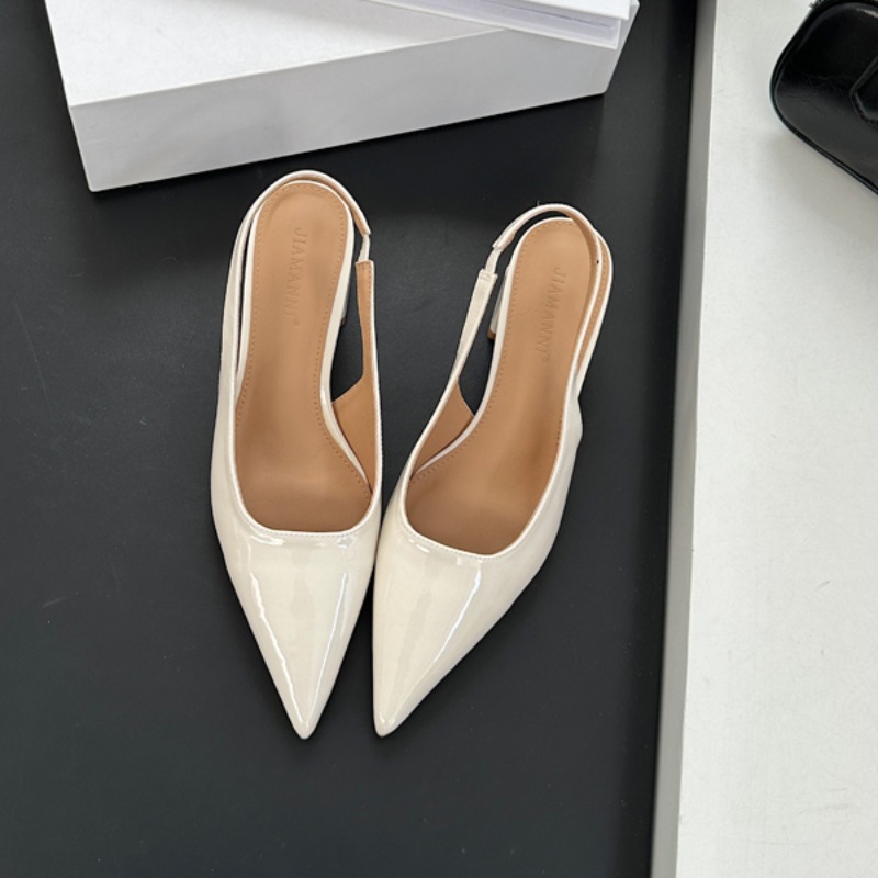 Baotou Sandals Women 2025 Spring Summer New French Pointed Toe Chunky Heel Open Back Slip On High Heels - Image 5