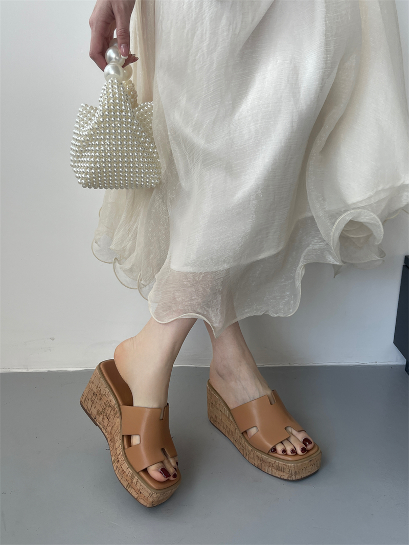 2025 Summer Platform Wedge Slippers for Women - PU Leather Casual Sandals - Image 3