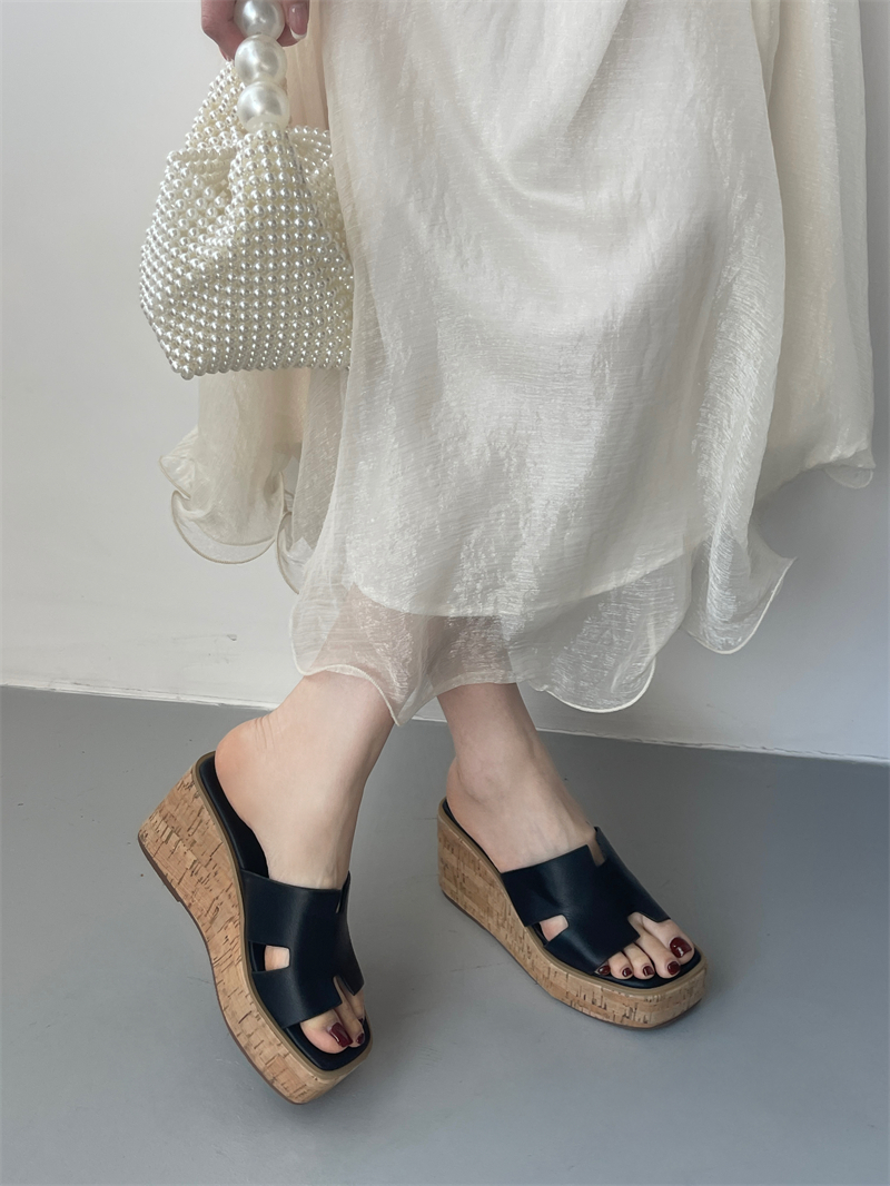 2025 Summer Platform Wedge Slippers for Women - PU Leather Casual Sandals - Image 4