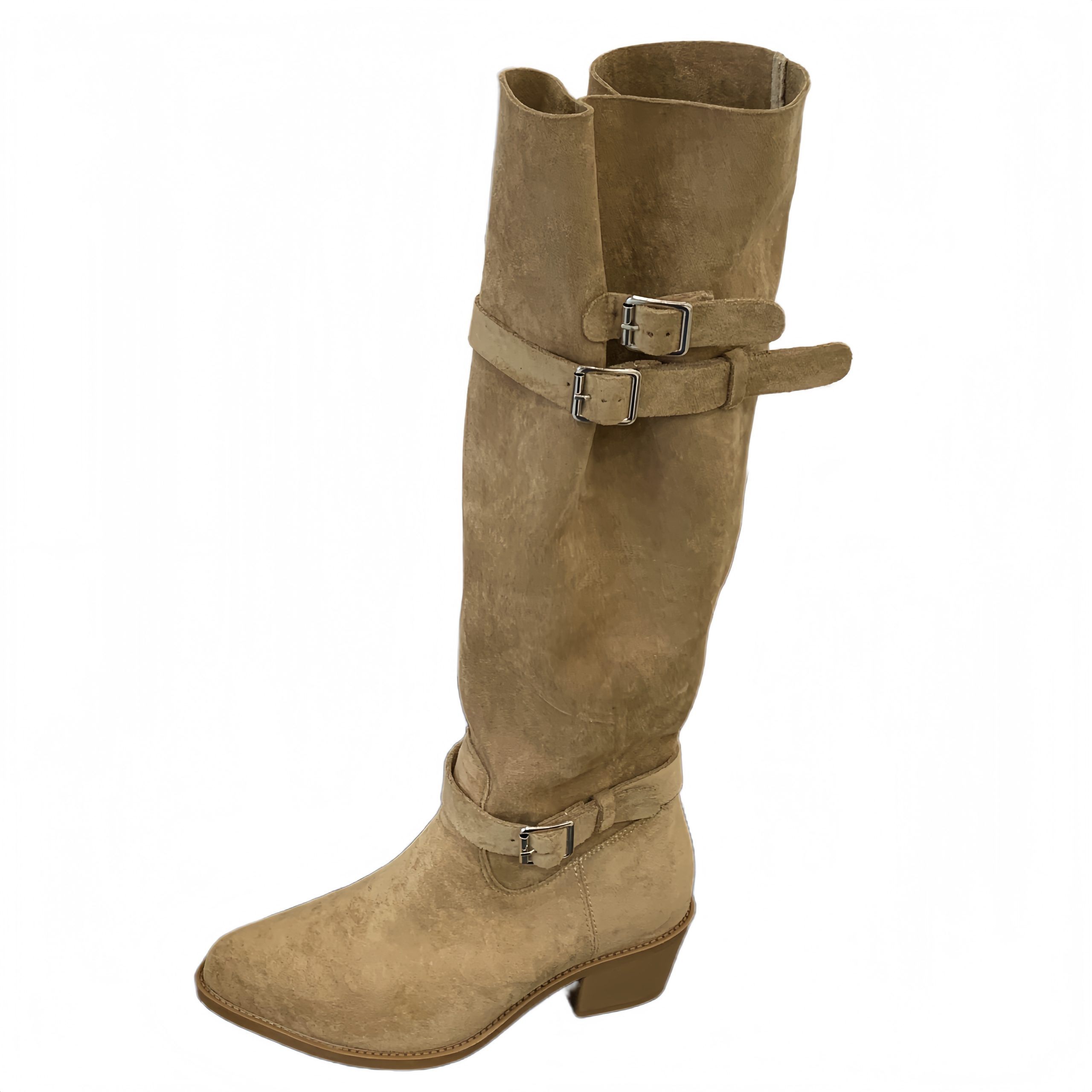 2025 New Fashion Retro Pleated Tall Boots for Women Over Knee Not Over Knee Stacked Boots Western Style Cowboy Boots - Image 5