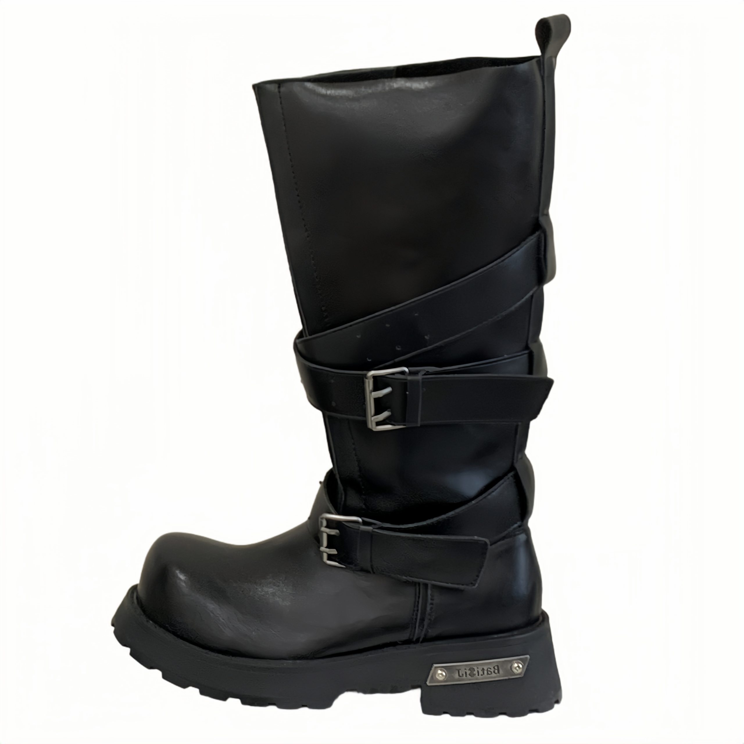2025 New Retro Western Cowboy Boots Thick Sole Belt Buckle Chunky Heel Stacked Boots Knight Boots - Image 5