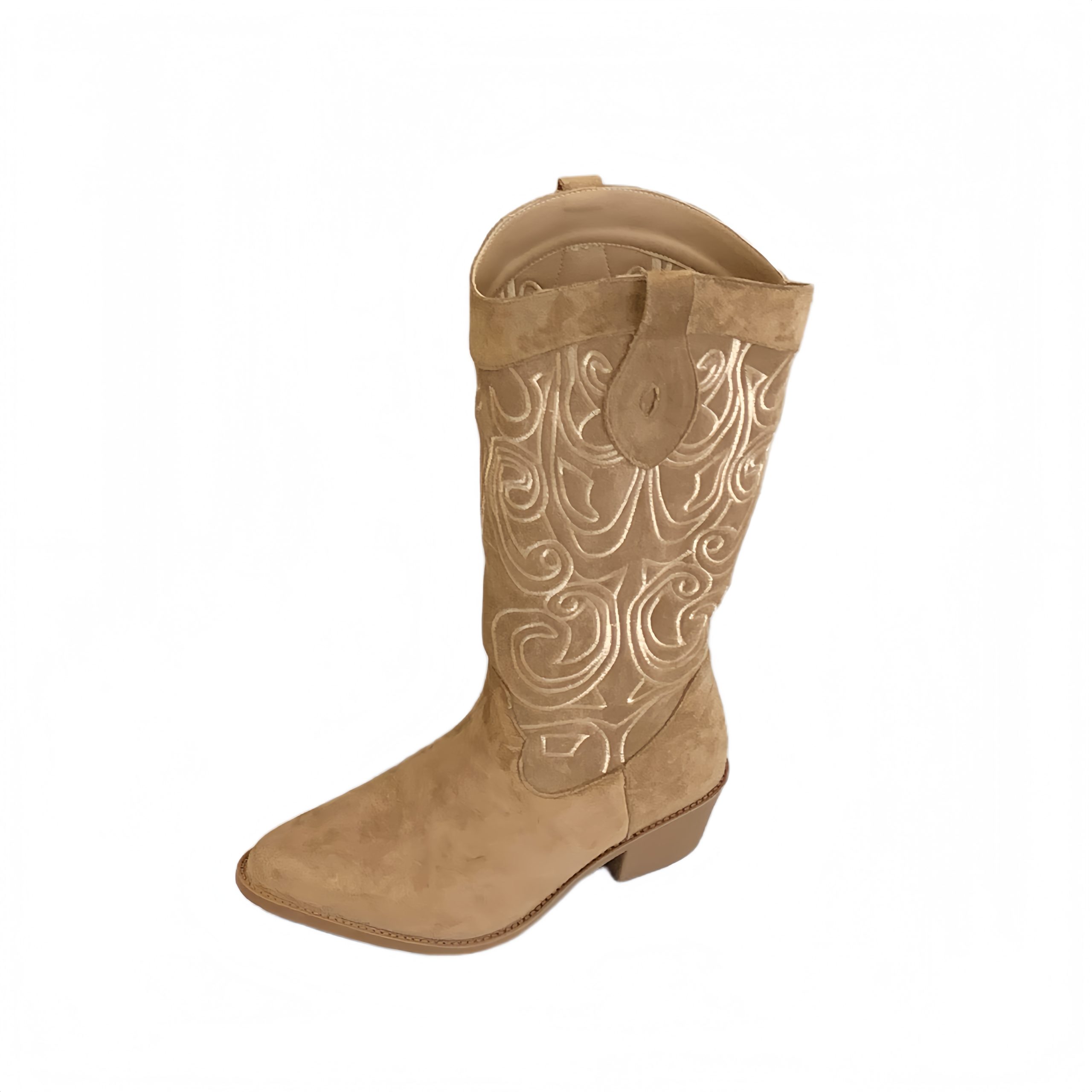 2025 New Pointed Toe High Heel Boots Chunky Heel Western Cowboy Boots Embroidery Sleeve Knight Boots Fashion Retro - Image 5