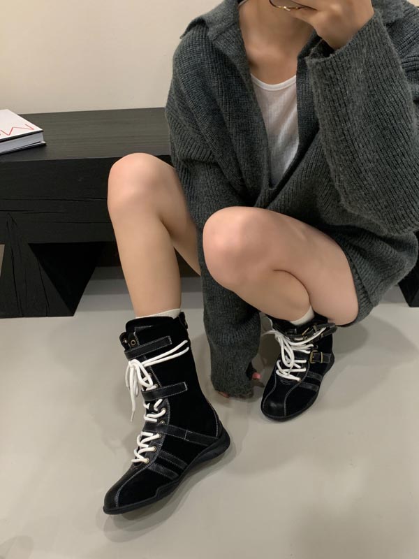 2025 New Martin Boots Women Retro Suede Mid Calf Short Boots Zipper Work Boots - Image 4