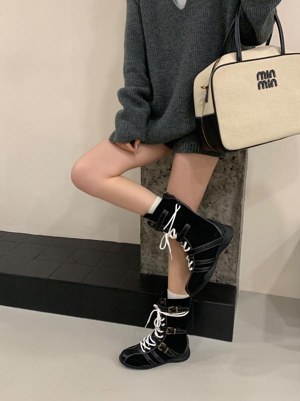 2025 New Martin Boots Women Retro Suede Mid Calf Short Boots Zipper Work Boots - Image 2