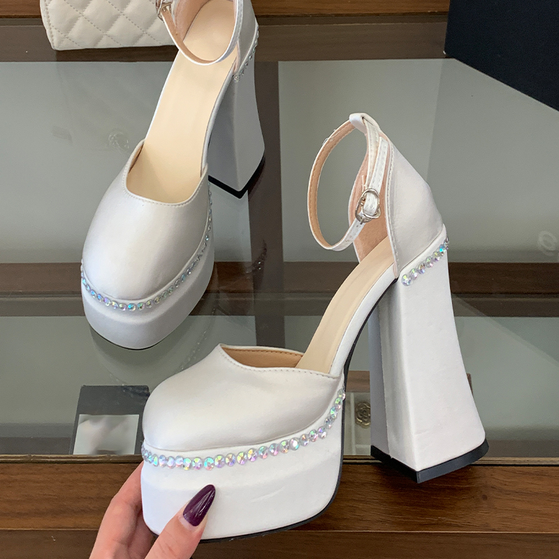 12cm High Heel Platform Lolita Sandals for Women Summer Outdoor Shoes with Rhinestones 35-40 - Image 4