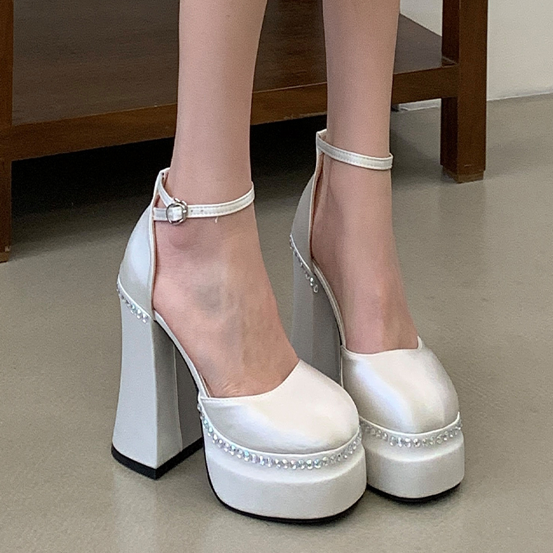 12cm High Heel Platform Lolita Sandals for Women Summer Outdoor Shoes with Rhinestones 35-40 - Image 3