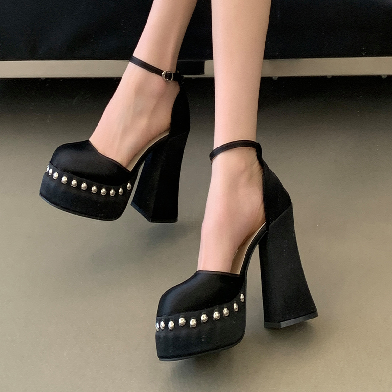 Women's 12cm High Heel Platform Lolita Sandals with Rhinestones, Open Toe, Ankle Strap, Sizes 35-40 - Image 2