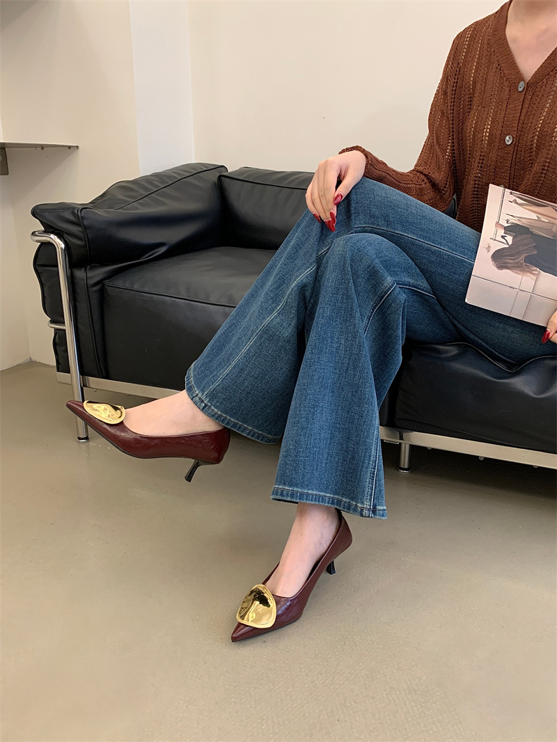 2026 Four Seasons Pointed Toe Thin Heel Women's Low Top Shoes 35-40 - Image 2
