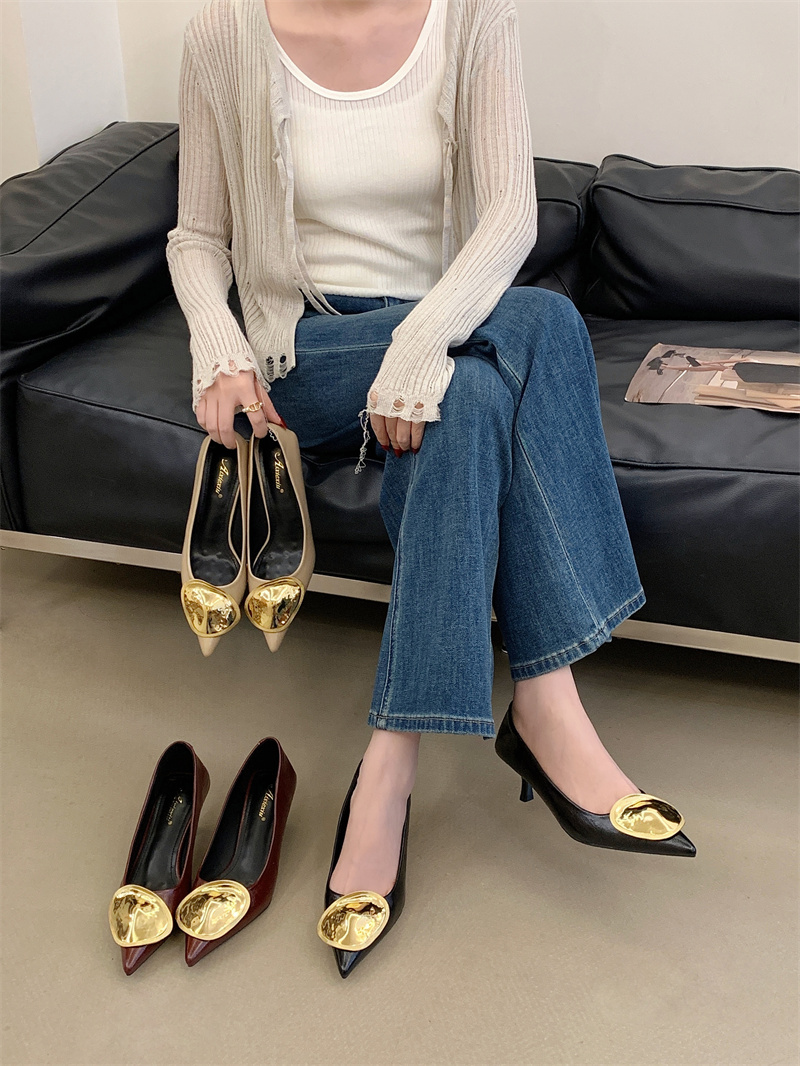 2026 Four Seasons Pointed Toe Thin Heel Women's Low Top Shoes 35-40 - Image 4