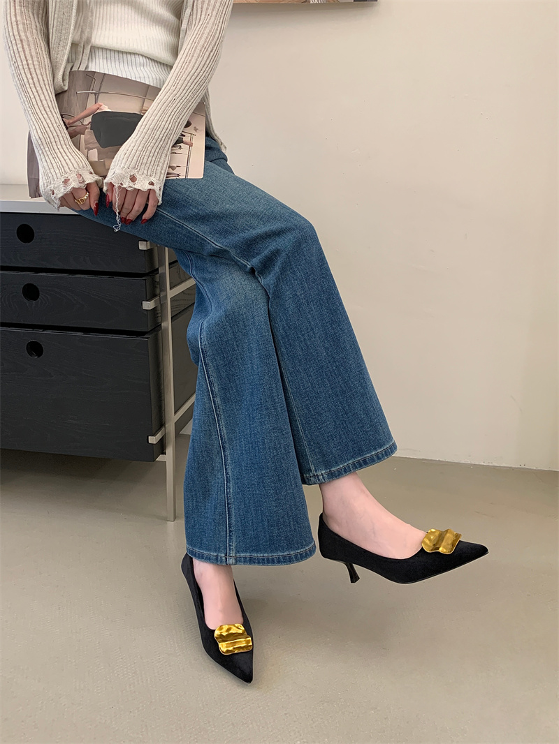 2026 Four Seasons Pointed Toe Kitten Heel Women's Flats 35-40 - Image 3